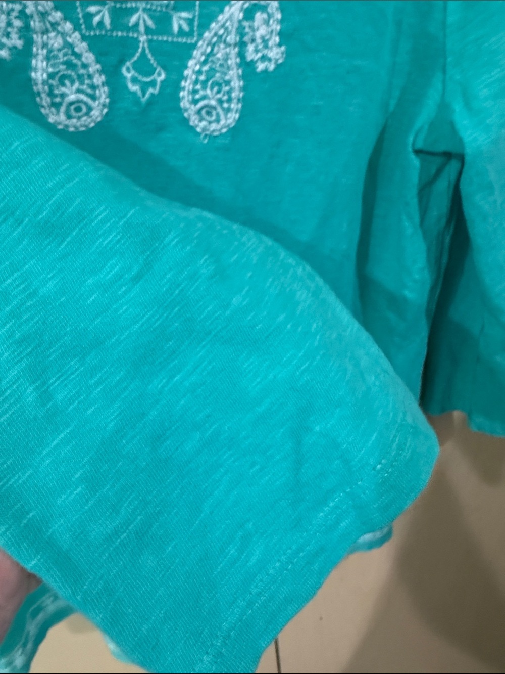 Talbots Turquoise Embroidered V-Notch Tunic - Picture 5 of 8